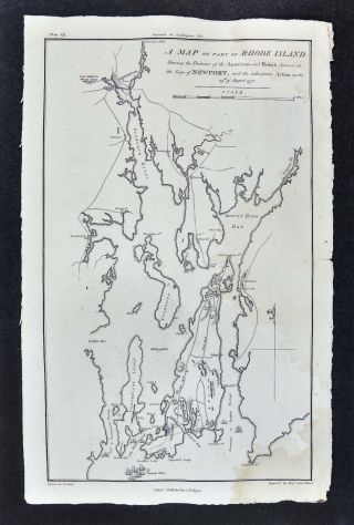 Revolutionary War Map - Siege Of Newport - Rhode Island 1778 American Revolution