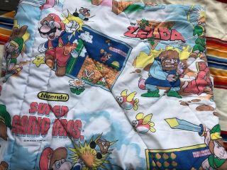 Vtg 1988 Nintendo Blanket Zelda Mario Bros Soft Comforter