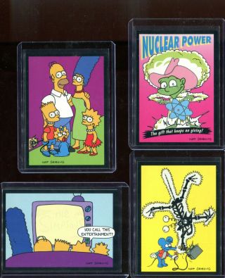 1993 Skybox Simpsons Series 1 Glow In The Dark Chase Insert Complete 4 Card Set