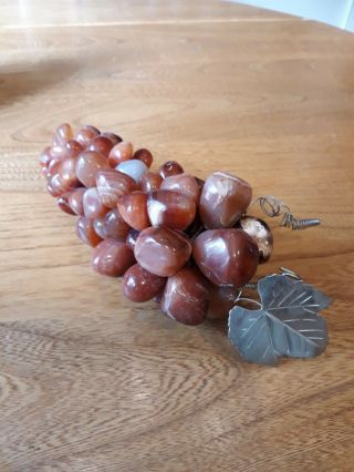 Vintage Agate Grape Cluster With Leaf