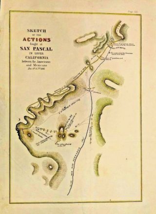 Sketch Battle Of San Pascal (san Diego) California 1846 Mexican - American War