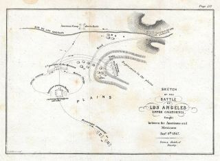 1847 Emory Map Of The Battle Of Los Angeles During The Mexican War In Pasadena