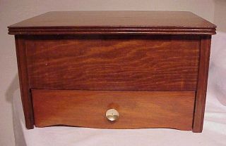 Vintage Handcrafted Solid Wood Sewing Box With Drawer