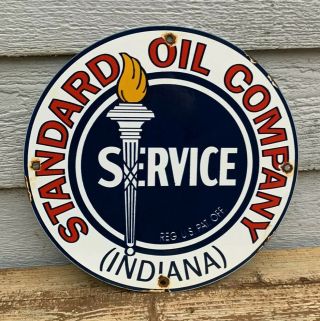 Vintage Standard Service Gasoline Porcelain Sign Gas Station Pump Sign