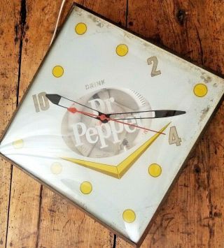 1960s Dr.  Pepper 10 - 2 - 4 Lighted Pam Clock with Chevron 2