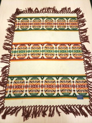 Vintage Pendleton Beaver State Robes Shawls Aztec Wool Blanket 30 " X 42 " Fringe