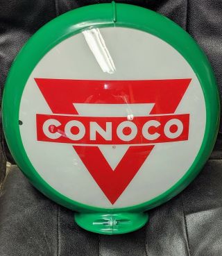 Old Conoci Gasoline 13.  5 In Gas Pump Globe Station Capco 1 Lens