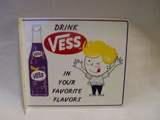 Old Drink Vess In Your Favorite Flavors 2 - Sided Metal Advertising Flange Sign