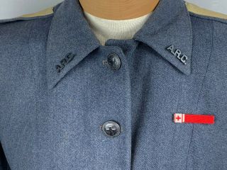 WWII US Women ' s American Red Cross ARC Wool Uniform Blue Grey Jacket Skirt Suit 3
