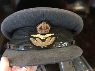 Wwii Uk British Raf Royal Air Force Officers Field Visor Hat Cap Blue