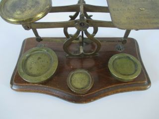 Antique 19th C.  English Brass Postal Scale with Weights 3