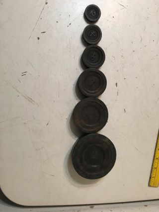 Set Of Six Antique Cast Iron Weights For Candy Or Country Store Counter Scale 3