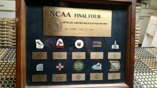Gold Ncaa Basketball Final Four Pin Set Framed Limited To 5000 1977 - 1986
