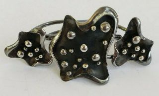 Vintage Salvador Teran Sterling Silver Modernist Bracelet and Earring SET Mexico 2