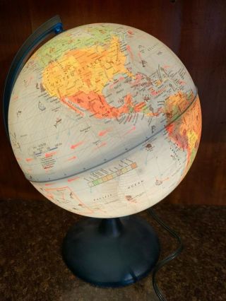 Vintage 12 " Globe Lamp 1982 Nova Rico Italy - Illuminated Earth Night Light