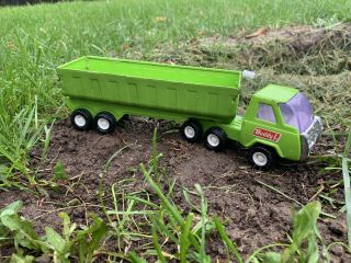 1970s Light Green Buddy L Pressed Steel Truck And Side Dump Trailer Toy