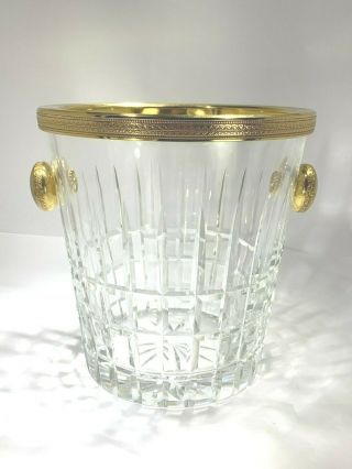 Elegant Large French Dore Gilt And Cut Crystal Wine/champagne/ice Bucket