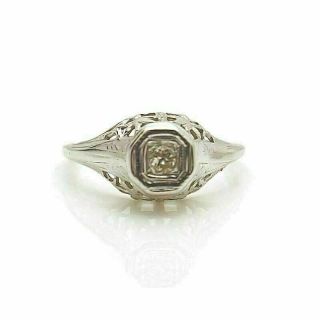 14k White Gold Girls Vintage Diamond Ring