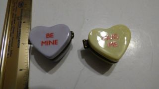 2 Valentines Porcelain Candy Heart " Hug Me " Trinket Box By Midwest Cannon Falls