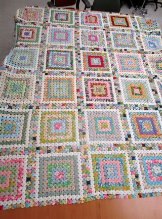 Vintage Hand - Stitched Yo - Yo Quilt,  93 " X 82 " Full/queen - Sized