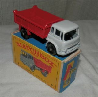 1960s.  Matchbox.  Lesney.  3 Bedford Tipper Truck,  Bpw.  Red / Grey.