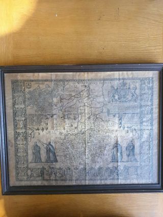 Antique Map John Speede C1610 “cambridgeshire & Arms Of Princes "