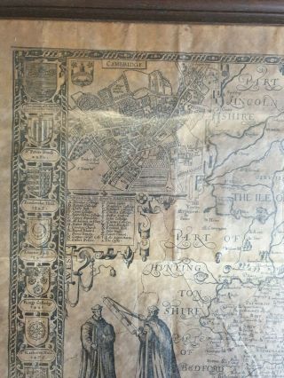 Antique Map JOHN SPEEDE c1610 “Cambridgeshire & Arms of Princes 