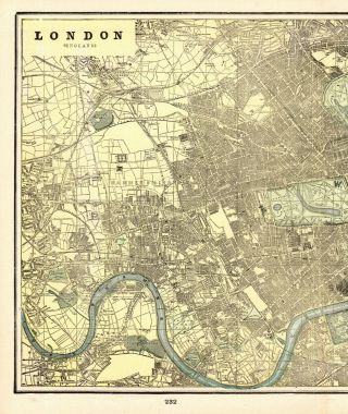 1895 Antique London England Street Map City Map Of London Gallery Wall Art 7093