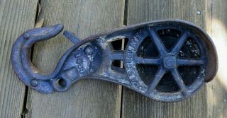 ANTIQUE MYERS CAST IRON HAY TROLLEY PULLEY BARN WHEEL,  BLOCK TACKLE WHEEL 3