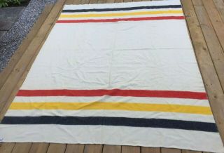 Vintage Faribault Point Trapper Striped Wool Blanket 70 X 94