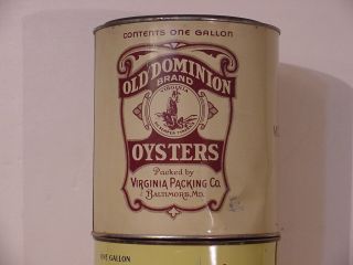 Old Dominion One Gallon Oyster Tin Can Baltimore Maryland Md