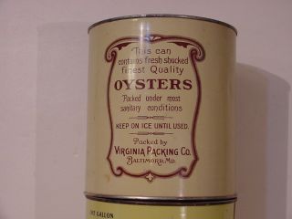 OLD DOMINION ONE GALLON OYSTER TIN CAN BALTIMORE MARYLAND MD 2