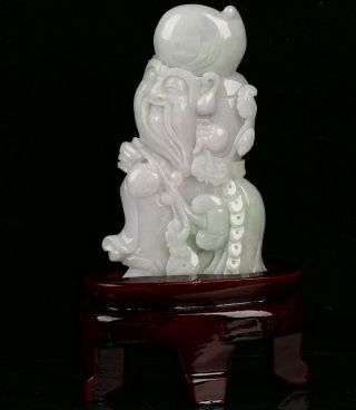 Cert ' d 2 Color Natural Grade A Jade Statue Sculpture longevity God r071042 2