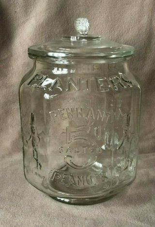 Clear Glass Planters Peanuts 5c Pennant Jar With Lid