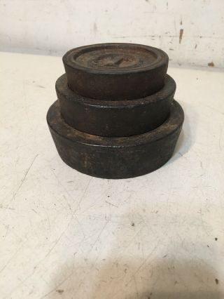 Set Of 3 Cast Iron Weights For Candy Or Country Store Countertop Scale