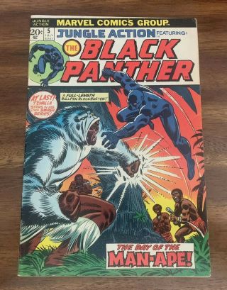 Jungle Action 5 (1973) : Key Issue: 1st Solo Black Panther,  Man - Ape