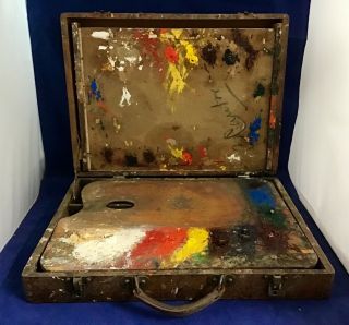 Vintage Permanent Pigments Oil Painting Outfit Case & Paints Ton of Character 2