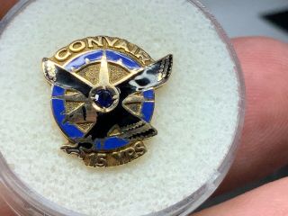 Convair 14k Gold Gorgeous Eagle Design Gem 15 Years Of Service Award Pin.