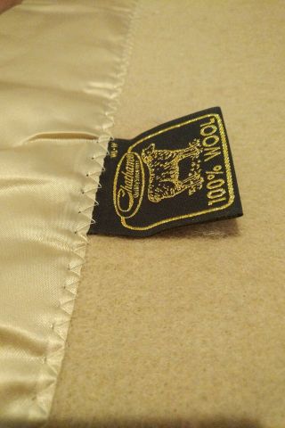 Vintage Chatham 84 X 87 Tan / Cream Blanket W/ Satin 100 Wool