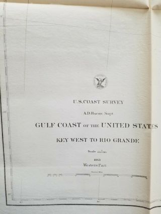 Us Gulf Coast - Key West To The Rio Grande Western Part 1863 Us Coast Survey Map