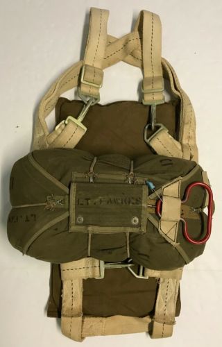 Wwii 1943 Aaf Red Group Chest Parachute,  Harness And Back Pad