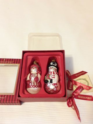 Waterford Holiday Heirlooms Mini Snowman Couple Christmas Ornaments