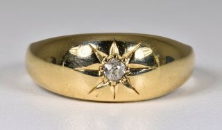 Antique Edwardian 18ct Gold Diamond Solitaire Gypsy Ring,  (chester,  1911)