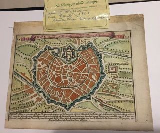 Antique Map J B Nolin 1701,  Hand Tinted Milan Citadel 318 Years Old