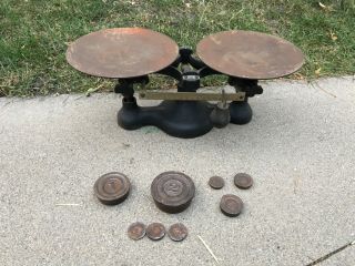 Antique Detecto Bakers Scale & Weights - Vintage Cast Iron Baking Decor