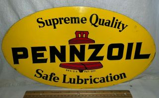Antique Pennzoil Supreme Motor Oil Tin Litho Rack Display Sign Gas Station Can
