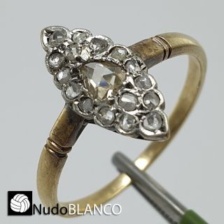 Antique Art Nouveau Art Deco Rose Cut Natural Diamonds Lady Ring Gold 18k