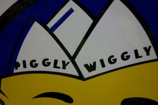 PIGGLY WIGGLY HEAVY ROUND DIE CUT STEEL ENAMEL SIGN 20 INCHES IN DIAMETER 2