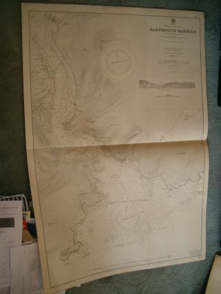 Vintage Admiralty Chart 2253 Uk - Dartmouth Harbour 1903 Edn