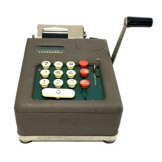 Swift Adding Machine W/repeat Key Antique Vtg Hand Crank Calculator